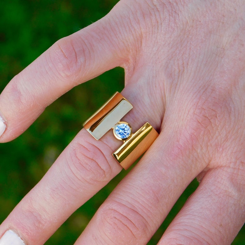 Wide engagement ring Wide ring 15MM Gemstone band ring Etsy