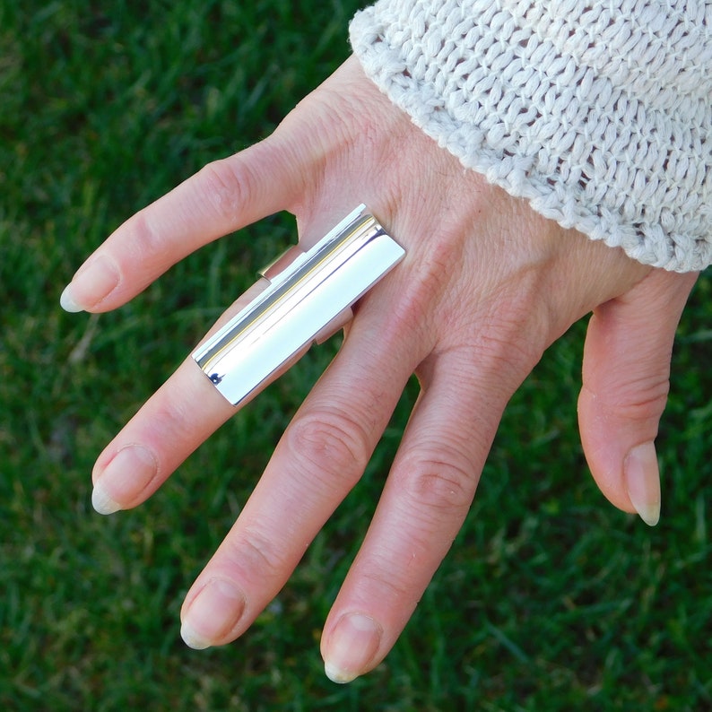 Extra Long Ring Long Shield Ring Large Ring Statement Ring Etsy
