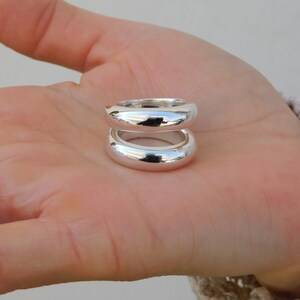 Ring Set of Two: Wide Band Statement Jewelry, Silver Chunky Dome - Etsy