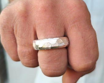 Chunky Hammered Band Ring: 8mm Wide Band, Gold Alternative, Fine Jewelry Designs