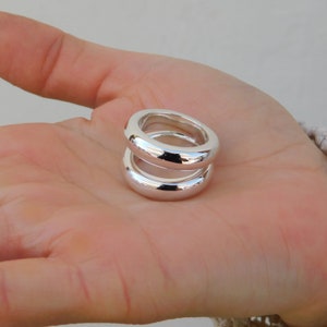 Ring Set of Two: Wide Band Statement Jewelry, Silver Chunky Dome - Etsy