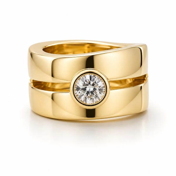 Wide Band Moissanite Ring: Chunky Statement Ring, Gold Alternative
