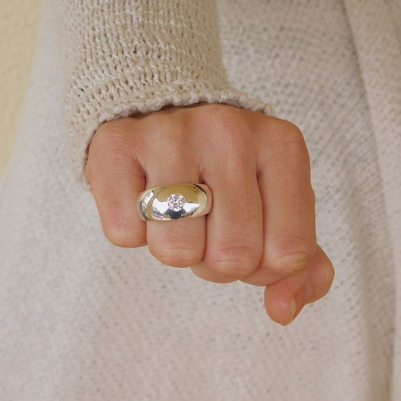 Bague de createur bague en diamant bague en moissanite alliance bague de fiancailles epaisse pierre precieuse grosse bague dome bagues pour femme Etsy France