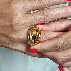Wide band ring, Croissant ring gold, Bombe ring, Dome ring gold, Statement ring gold, Chunky gold ring, Thick band ring, Golden band ring