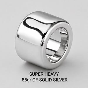 Very Heavy Band Ring: Chunky Biker Style, 85 Grams Solid Silver Wedding Ring