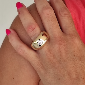 Dome ring gold, Thick band gold ring, Solitaire ring, engagement ring,Bombe ring, wide ring gold, Statement ring gold, Chunky ring gold
