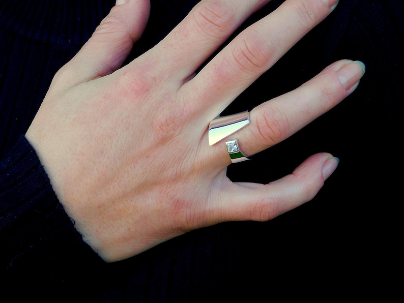 Wide ring 20MM Geometric ring Asymmetric ring Square stone ring Gemstone ring silver Promise ring Engagement ring Contemporary ring