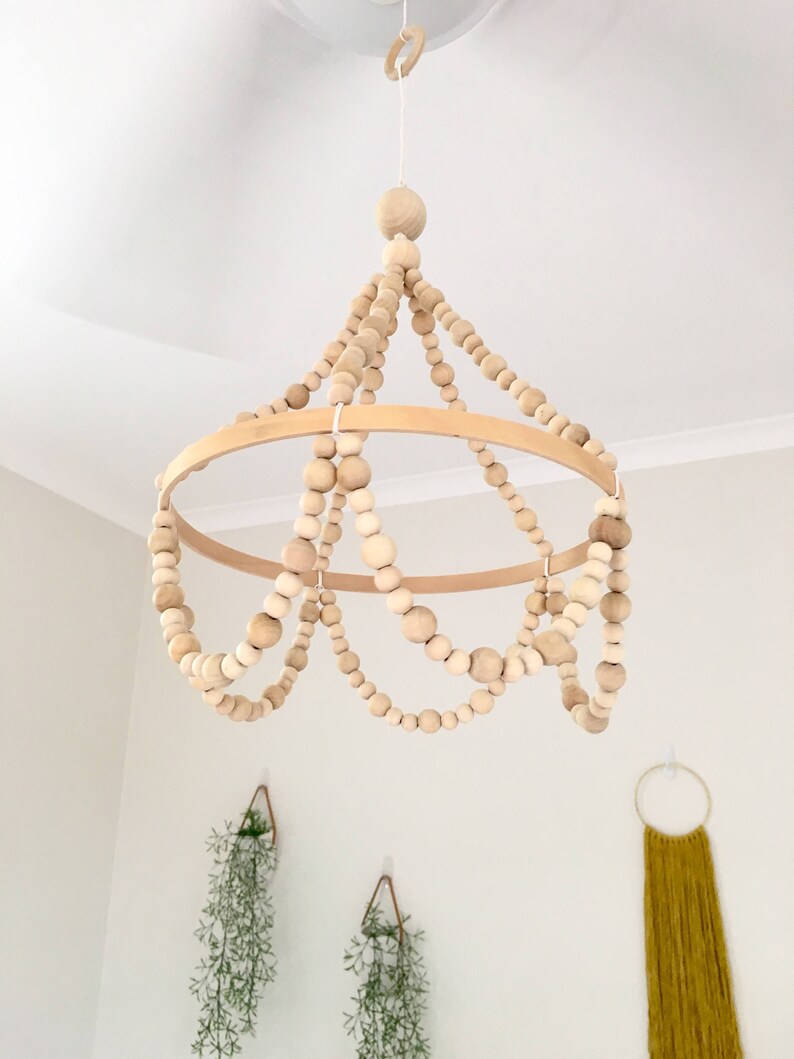 Small chandelier mobile beaded mobile boho nursery decor Etsy