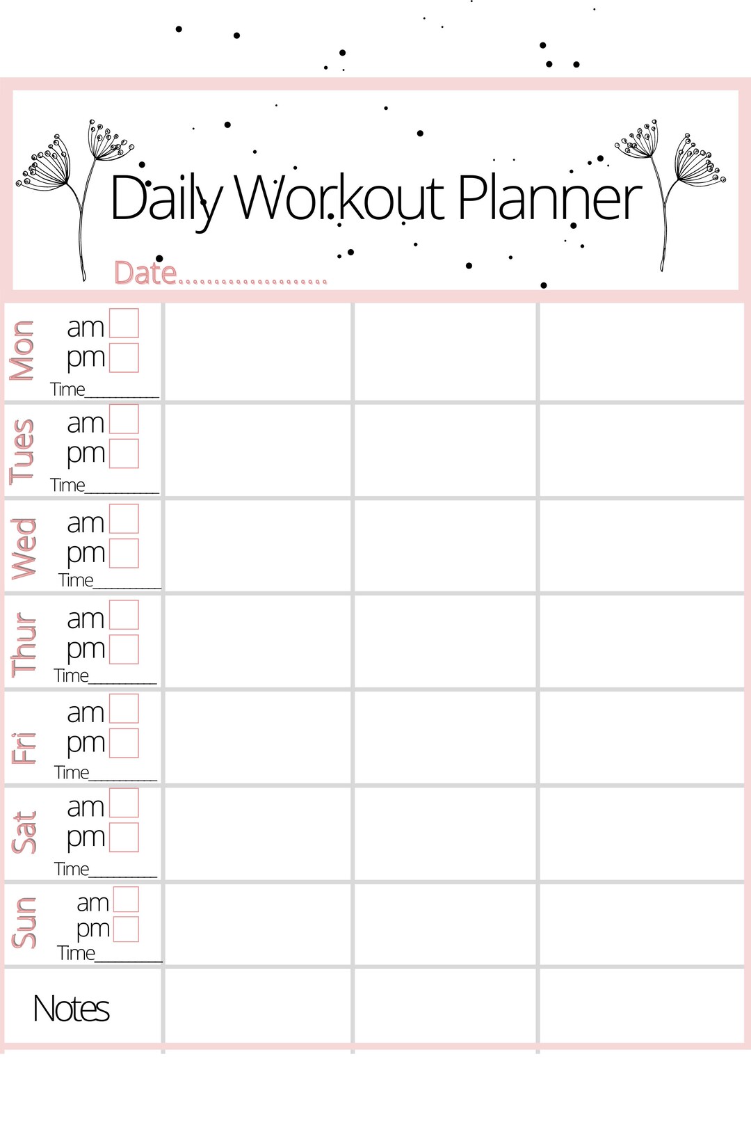 Minimalist Workout Planner, Daily Activity Log, Printable Fitness ...