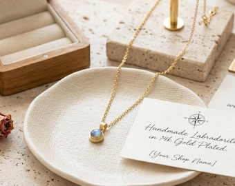 Tiny Labradorite Necklace \ Handmade Crystal Jewelry \ Handmade Dainty Gift \ Minimalist Accessorize