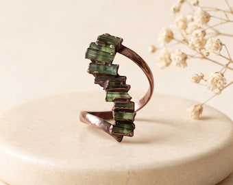 Multi Tourmaline Ring - Gemstone Stackable Jewelry - Statement Bypass Ring - Wedding Gift - Rings For Women