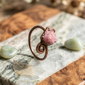 Rough Red Ruby Stackable Ring \ Copper Boho Jewelry \ Handmade Gemstone Band