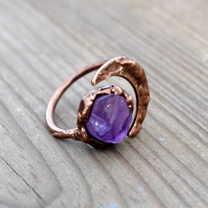 Natural Raw Amethyst Ring | Moon Star Ring | Stackable Rings | Promise Ring | Gemstone Ring | Anniversary Ring | Wedding Ring | Ring For Her