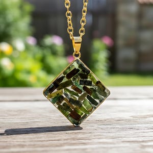 Natural Tourmaline Pencil Dipped In Resin Pendant \ Resin Necklace \ Resin Art Pendant \ Gemstone Necklace \ Anniversary Gift \ Moms Gift