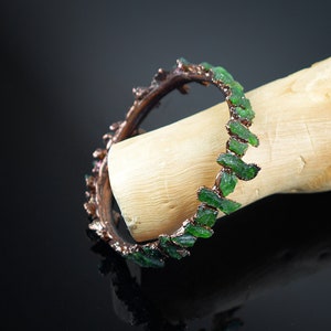 Natural Green Garnet Bangle Bracelet \ Cuff Bracelet \ Handmade Bangle \ Love Bracelet \ Gemstone Bracelet \ Statement Design \ Boho bangle