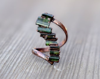Multi Tourmaline Gemstone Handmade Ring | Stackable Ring | Statement Ring | Engagement Ring | Bypass Ring | Rings For Women | Boho Ring