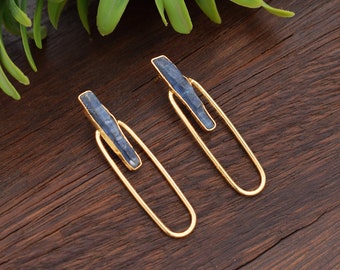 Natural Raw Kyanite Earrings \ Rough Kyanite Earrings \ Dangle Earrings \ Drop Earrings \ Minimal Jewelry \ Gemstone Earring \ Brass Earring