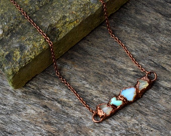 Fire Opal Necklace \ Rough Stone Necklace \ Boho Necklace \ Brass Necklace \ Gemstone Bar Necklace \ Handmade Necklace \ Handmade Jewelry