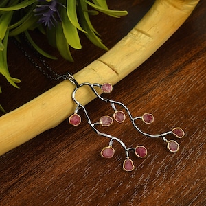Natural Multi Gemstone Tree Necklace \ Ruby Necklace \ Birthstone Necklace \ Emerald Necklace \ Moonstone Necklace \ Amethyst Necklace