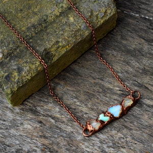 Fire Opal Necklace \ Rough Stone Necklace \ Boho Necklace \ Brass Necklace \ Gemstone Bar Necklace \ Handmade Necklace \ Handmade Jewelry