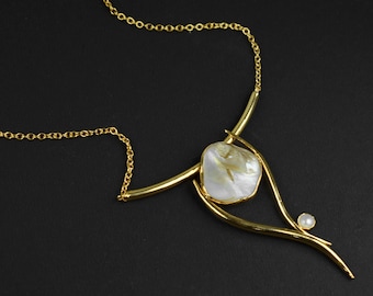 Collar de concha de abulón natural en bruto \ Collar de abulón \ Joyería de concha de abulón \ Collar de aniversario \ Regalos para mamá \ Collar minimalista