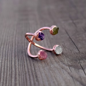 Natural Multi Gemstone Statement Ring \ Peridot Ring \ Cross Ring \ Moonstone Ring \ Amethyst Ring \ Ruby Ring \ Wedding Ring \ Open Ring