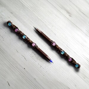 Chalcedon Edelstein-Kugelschreiber / Lehrer-Füller / Luxus-Fernschreiber • Antiker Stift |