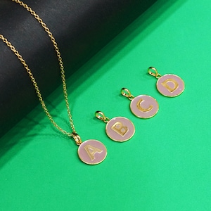 Collar con colgante con nombre personalizado A B C D \ Collar con inicial \ Collar minimalista \ Regalos de aniversario \ Collar con alfabeto \ Collar redondo