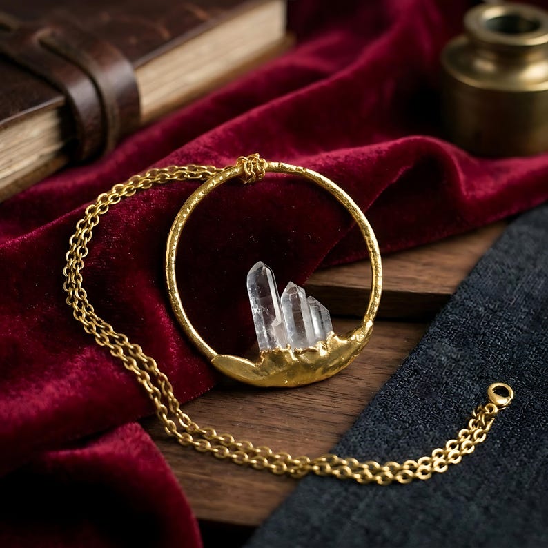 Natuurlijke kristallen edelsteen hanger ketting | Zwart geoxideerd koper, boho afbeelding 10