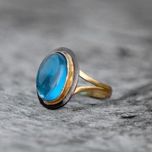 Blue Topaz Hydro Ring | Gemstone Ring | Brass Ring | Statement Ring | Stackable Ring | Rings For Women | Ring For Her | Gift For Women
