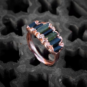Multi Tourmaline Pencil Gemstone Ring \ Raw Stone Ring \ Statement Ring \ Statement Ring \ Womens Ring \ Stackable Ring \ Rings For Women
