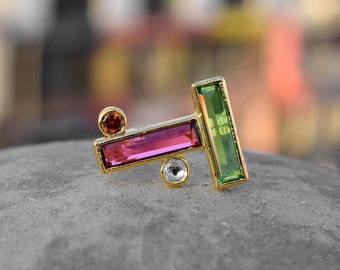 Green Peridot & Amethyst Hydro Ring \ Polki Ring \ Anniversary Gifts \ Handmade Jewelry \ Multi Stone Ring \ Rings For Women \ Gemstone Ring