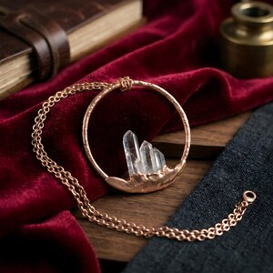 Natuurlijke kristallen edelsteen hanger ketting | Zwart geoxideerd koper, boho afbeelding 7