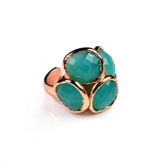 Multi Facet Round Chalcedony Ring Multi Facet Round Chalcedony Ring