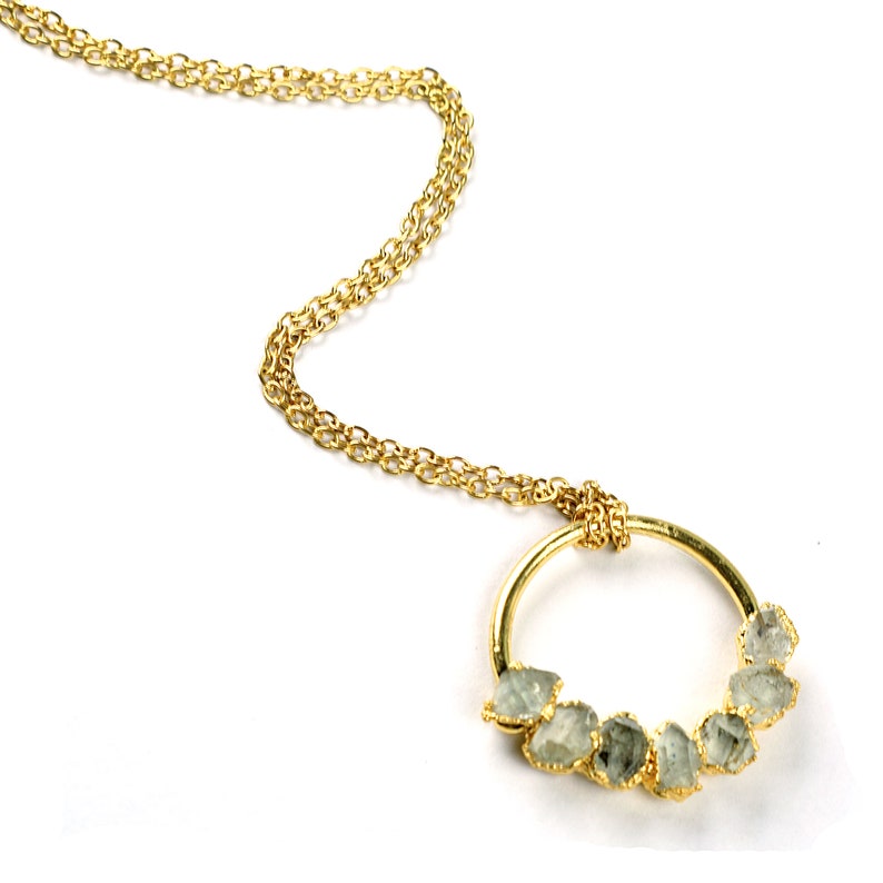 Colgante Herkimer de cobre galvanizado - Joyería de piedra en bruto (35 x 34 mm) imagen 3