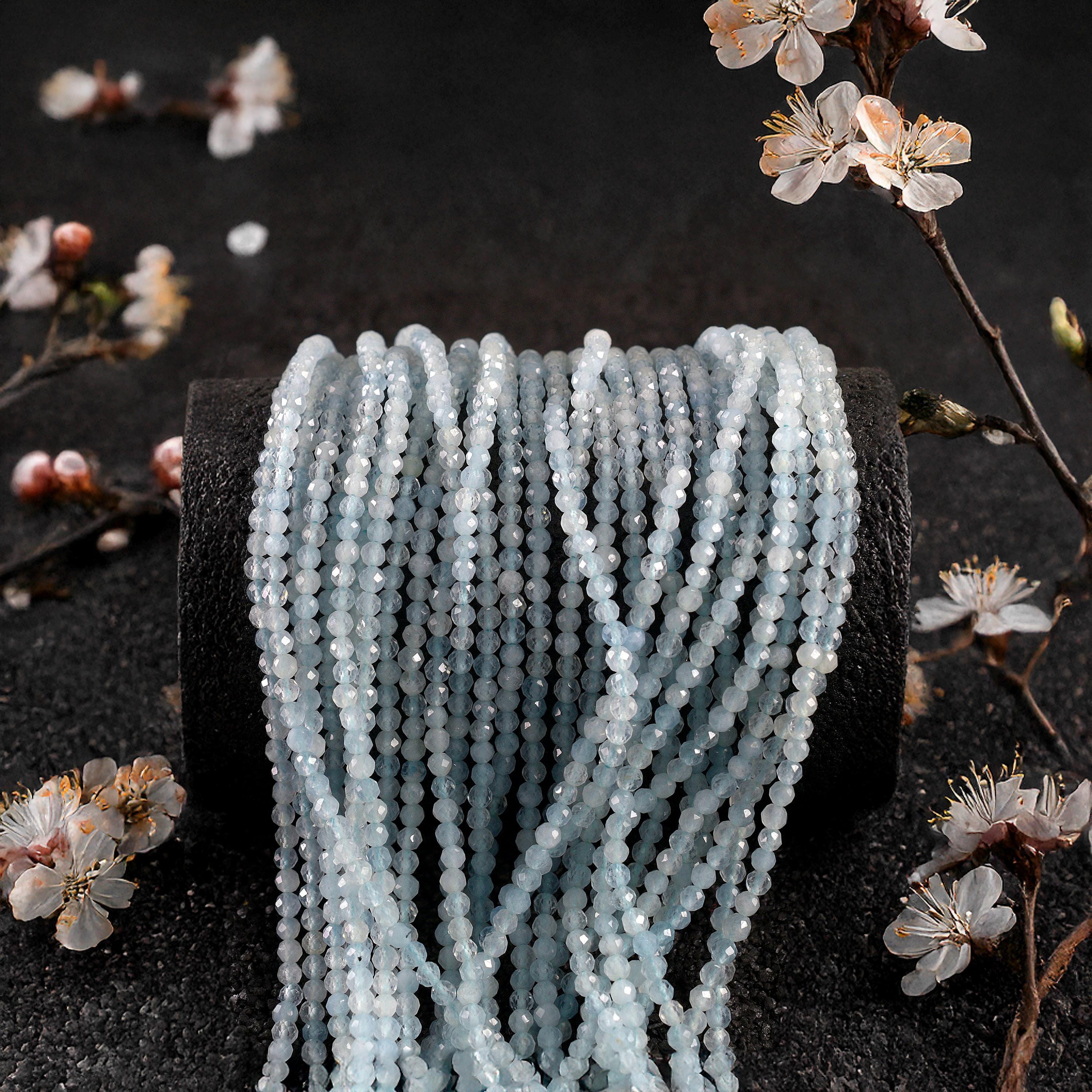 Perline Acquamarina Blu Naturale Sfaccettate 4x6mm Rondelle, 15 Pezzi