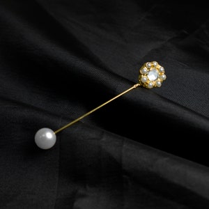 Broche de perla de agua dulce natural \ Broche de piedra preciosa \ Broche unisex \ Broche hecho a mano \ Broche de tela \ Bisutería \ Broche para blazer