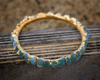 Natural Apatite Handmade Bracelet Bangle \ Gemstone Bangle \ Bangle For Women \ Gift For Her \ Minimalist Bracelet \ Anniversary Bracelet