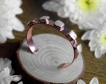 White Pearl Cuff Bracelet, Minimalist Gemstone Jewelry