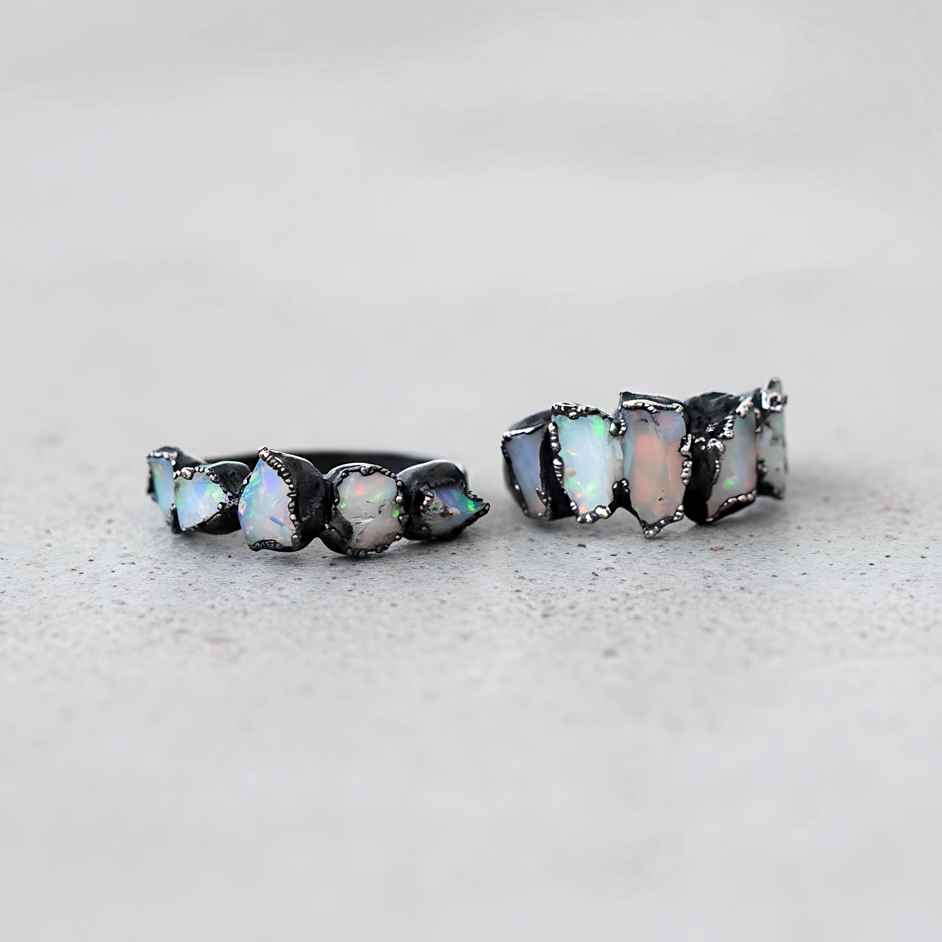 Natural Raw Opal Ring \ Rough Opal Ring \ Handmade Jewelry 