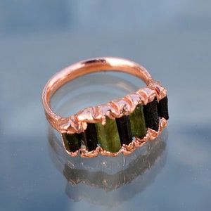 Multi Tourmaline Pencil Gemstone Ring Raw Stone Ring Statement Ring Statement Ring Womens Ring Stackable Ring Rings For Women image 2