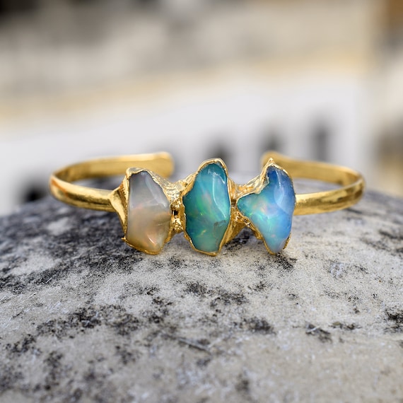 Natural Raw Opal Bangle Bracelet Gemstone Bracelet Fire Opal