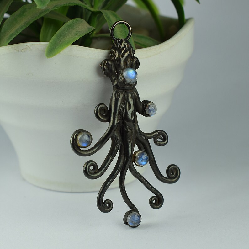 Gift For Her Pendant For Women GFS3098 Black Polish Pendant For Her Labradorite Pendant Octopus Shape Pendant Gift For Women
