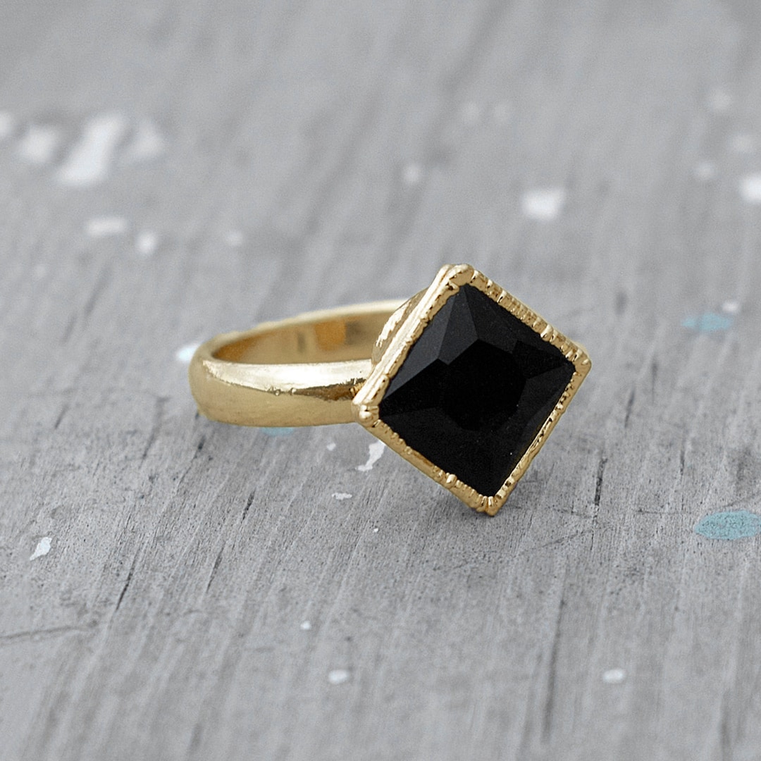 Black Onyx Hydro Ring  Black Stone Ring  Gemstone Ring