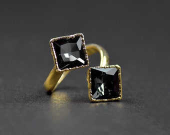 Gray Diamond Hydro Gemstone Ring \ Adjustable Ring \ Cut Stone Ring \ Snake Ring \ Rings For Women \ Open Ring \ Wedding Ring \ Unique Ring