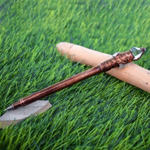 Balpen van natuurlijk helderkristalkwarts edelsteen \ Luxe pen \ Antieke pen \ Balpennen \ Exclusieve pennen \ Hervulbare pennen \ Kantoorpennen