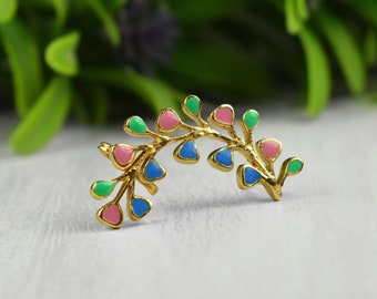 Handmade Color Art Climber Earrings - Antique Earrings - Ear Crawlers - Minimal Jewelry - Ear Climbers - Engagement  Gift - Climber Earrings