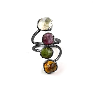 Natural Multi Gemstone Stackable Ring Jewelry \ Crystal Ring \ Ruby ...