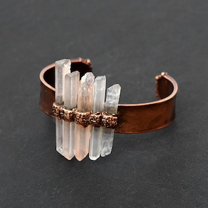 Natural Crystal Pencil Gemstone Bracelet \ Raw Stone Bracelet \ Vintage Bracelet \ Minimalist Bracelet \ Handmade Jewelry \ Cuff Bracelet