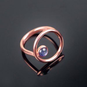 Anello da donna con pietra preziosa naturale di labradorite di fuoco \ Anello in ottone \ Anelli unici \ Anelli da donna \ Anello impilabile \ Anello lunare \ Anelli antichi